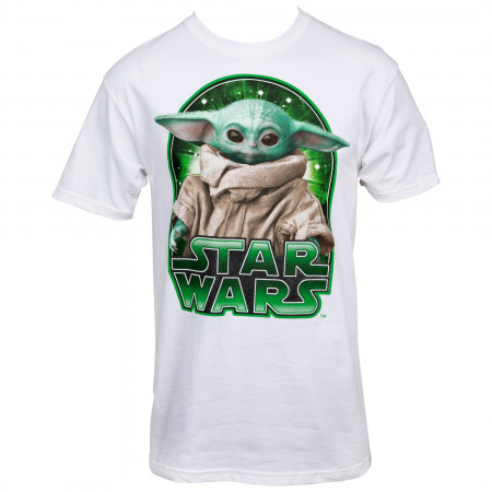 Star Wars The Mandalorian Grogu Galaxy in Green T-Shirt
